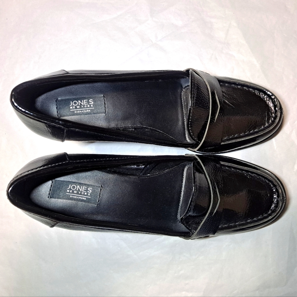 Jones New York Cypress Heeled Penny Loafers Women's 8.5M Black Patent 3" Heels - Picture 9 of 14